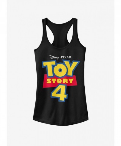 Disney Toy Story 4 Full-Color Logo Girl's Cotton Tank Top - Black