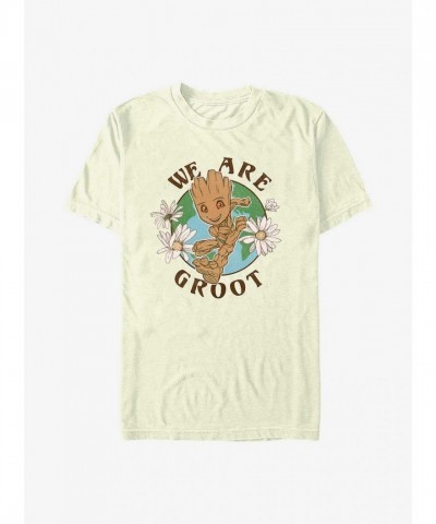 Marvel Earth Day Baby Groot Tee - Men's Beige Comfortable Cotton T-Shirt