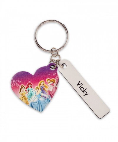 Disney Princess Heart Leather Keychain - Personalizable with Belle, Ariel Art