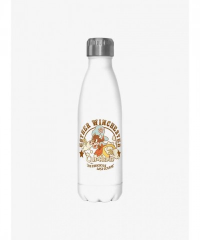 Cuphead Water Bottle with Sheriff Esther Winchester Design - White 17oz Stainless Steel
