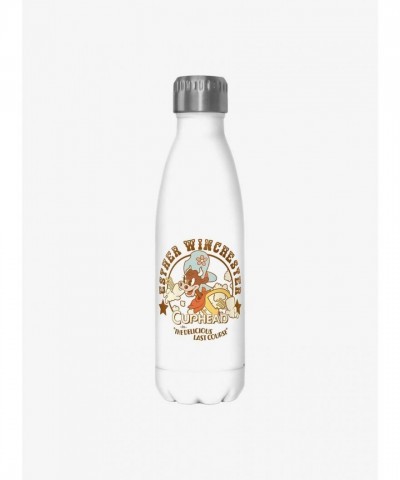 Cuphead Water Bottle with Sheriff Esther Winchester Design - White 17oz Stainless Steel