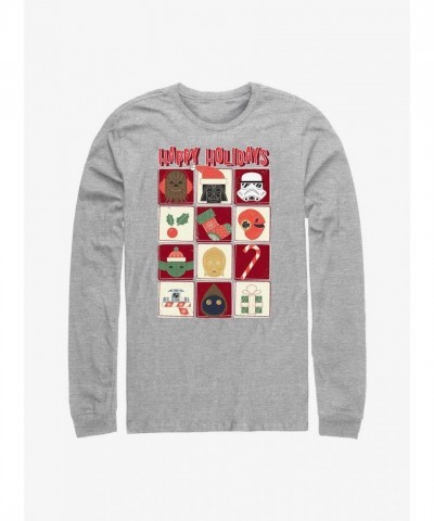 Star Wars Holiday-Themed Long Sleeve T-Shirt - Grey Men's
