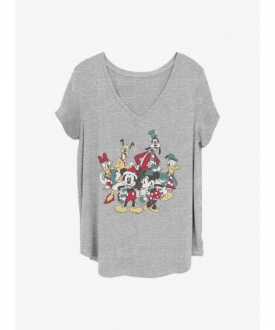 Disney Grey Plus Size Holiday Girls T-Shirt with Mickey Mouse Print