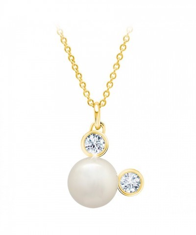 Mickey Mouse Pearl Pendant Necklace in 18k Gold by CRISLU for Women