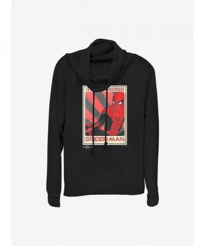 Marvel Girls Friendly Spider-Man Cowl Neck Top - Black
