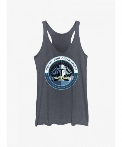 Star Wars Mandalorian Grogu & Mando Adventure Badge Girls Tank Top - Blue