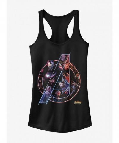 Marvel Avengers Infinity War Logo Fitted Tank Top for Girls - Black