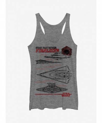 Star Wars Finalizer Star Destroyer Racerback Tank Top for Girls - Heather Grey