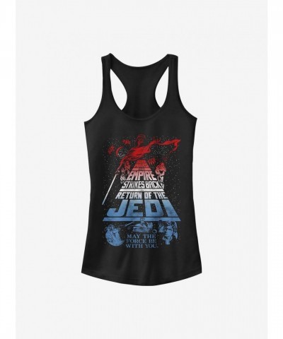 Star Wars Jedi Patriotic Girls Tank Top - Black