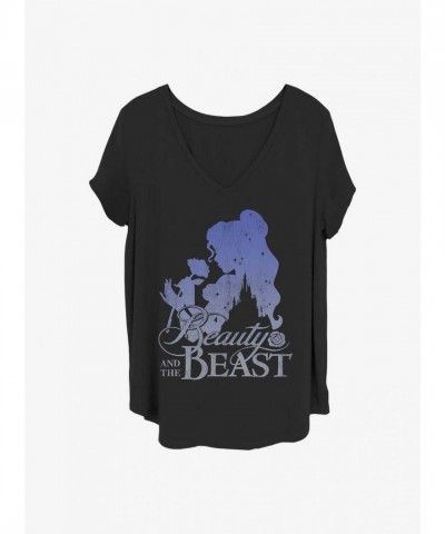Disney Belle Silhouette Plus Size T-Shirt for Girls - Black