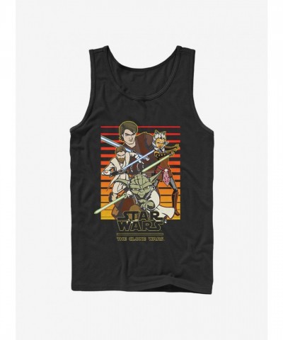 Star Wars Clone Wars Sunset Tank Top for Men - Black