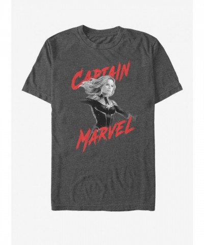 Marvel Captain Marvel High Contrast T-Shirt - Grey Men's
