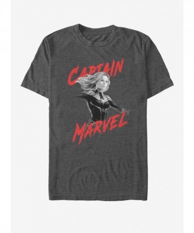 Marvel Captain Marvel High Contrast T-Shirt - Grey Men's