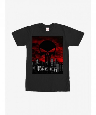 Marvel Punisher Skull Cityscape Men's T-Shirt - Black