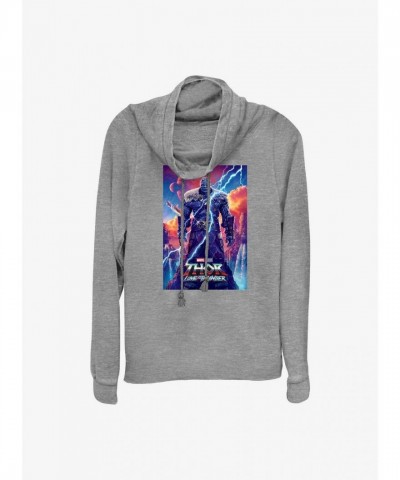 Marvel Thor Korg Movie Cowl Neck Grey Sweatshirt - Lightweight Junior Size