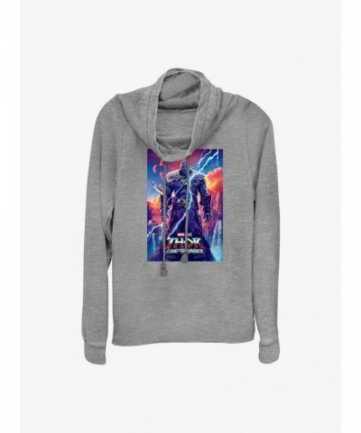 Marvel Thor Korg Movie Cowl Neck Grey Sweatshirt - Lightweight Junior Size