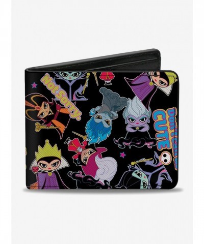 Disney Men's Vegan Leather Bi-Fold Wallet, Disney Villains Design