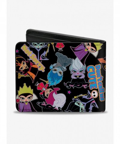 Disney Men's Vegan Leather Bi-Fold Wallet, Disney Villains Design