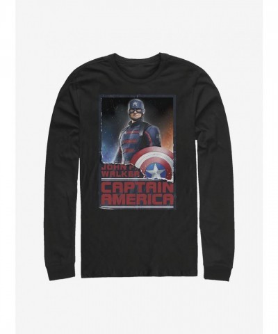 Marvel Falcon Winter Soldier Cap America Long Sleeve T-Shirt - Black Men's