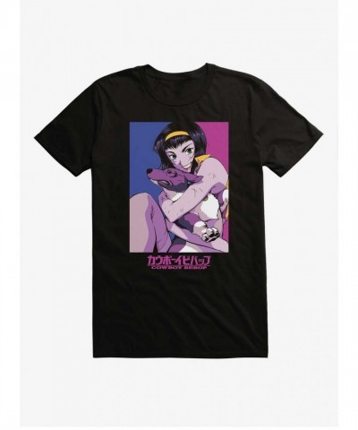 Cowboy Bebop Unisex T-Shirt with Faye and Ein - Black