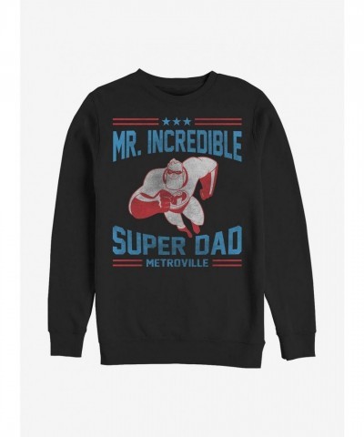 Disney Incredibles Super Dad Men's Cotton Blend Crewneck Sweatshirt - Black
