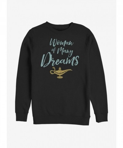 Disney Aladdin Woman's Cursive Print Sweatshirt - Black