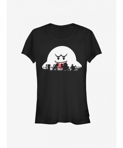 Nintendo Mario Halloween Silhouette T-Shirt for Girls - Beige
