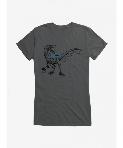 Jurassic World Clever Girl Cartoon Tee for Girls - Grey