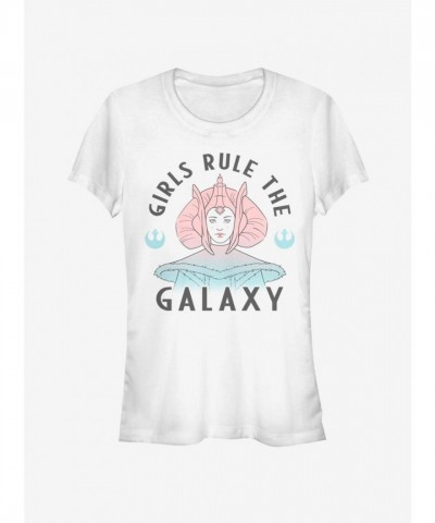 Amidala Rules Galaxy T-Shirt for Girls - White Cotton Junior Size