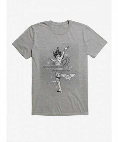 Wonder Woman T-Shirt - Grey Men's Don't Need A Hero