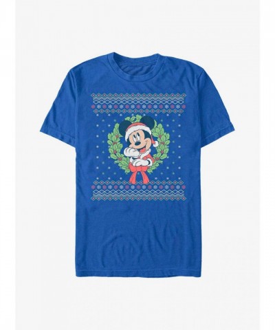 Disney Christmas T-Shirt for Men - Mickey Mouse Design in Blue