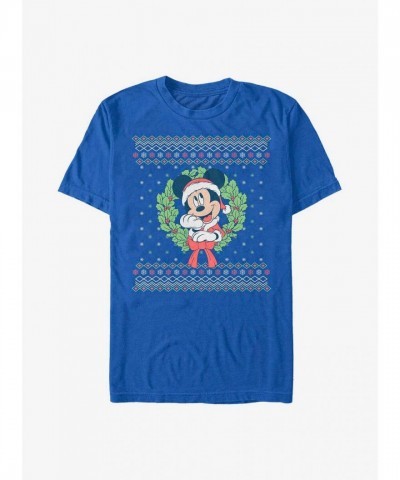 Disney Christmas T-Shirt for Men - Mickey Mouse Design in Blue