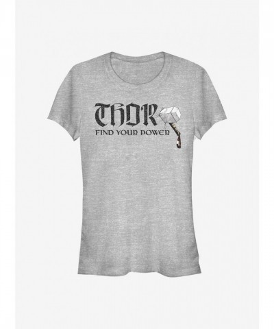 Marvel Girls' Power Hammer T-Shirt - Grey