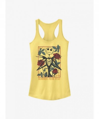Disney Jack Skellington Roses Tank Top for Girls - Yellow