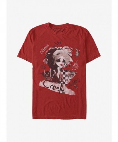 Disney Cruella T-Shirt - Men's Lightweight Red Cotton Tee