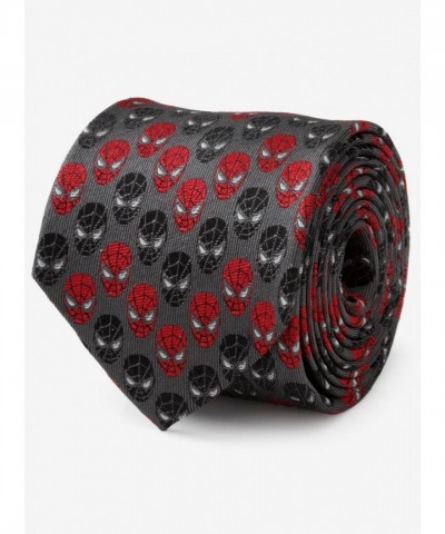 Marvel Red and Black Spider-Man Chevron Silk Tie for Men