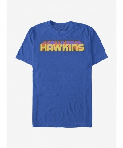 Stranger Things 3D Text T-Shirt in Blue for Men
