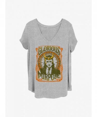 Marvel Girls Plus Size Loki Retro T-Shirt - Grey