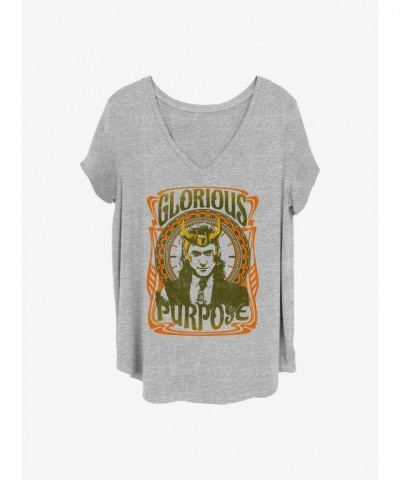 Marvel Girls Plus Size Loki Retro T-Shirt - Grey
