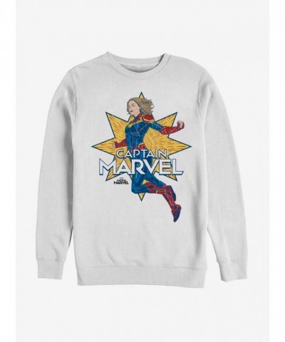 Avengers Captain Marvel Star Marvel Unisex Sweatshirt - White