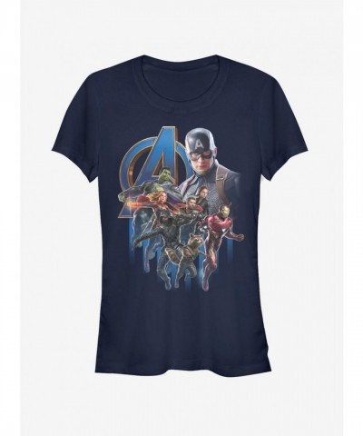 Marvel Avengers Endgame Girls Group Poster T-Shirt - Blue