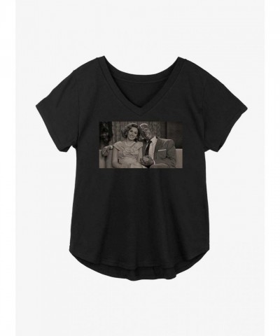 Marvel WandaVision V-Neck Plus Size Tee for Girls - Black
