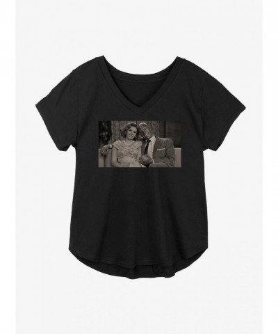 Marvel WandaVision V-Neck Plus Size Tee for Girls - Black